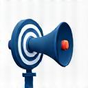 Icône représentant une cible et un mégaphone, symbolisant la publicité ciblée et la communication de marque efficace.